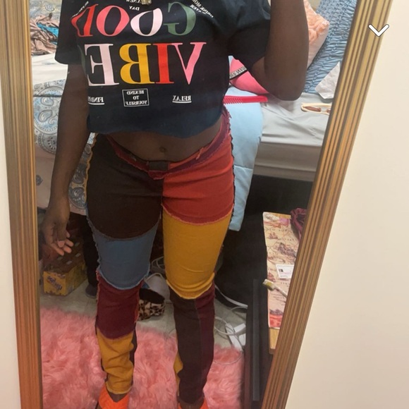 Colorful Patchwork pants 💗& hat - Picture 2 of 5